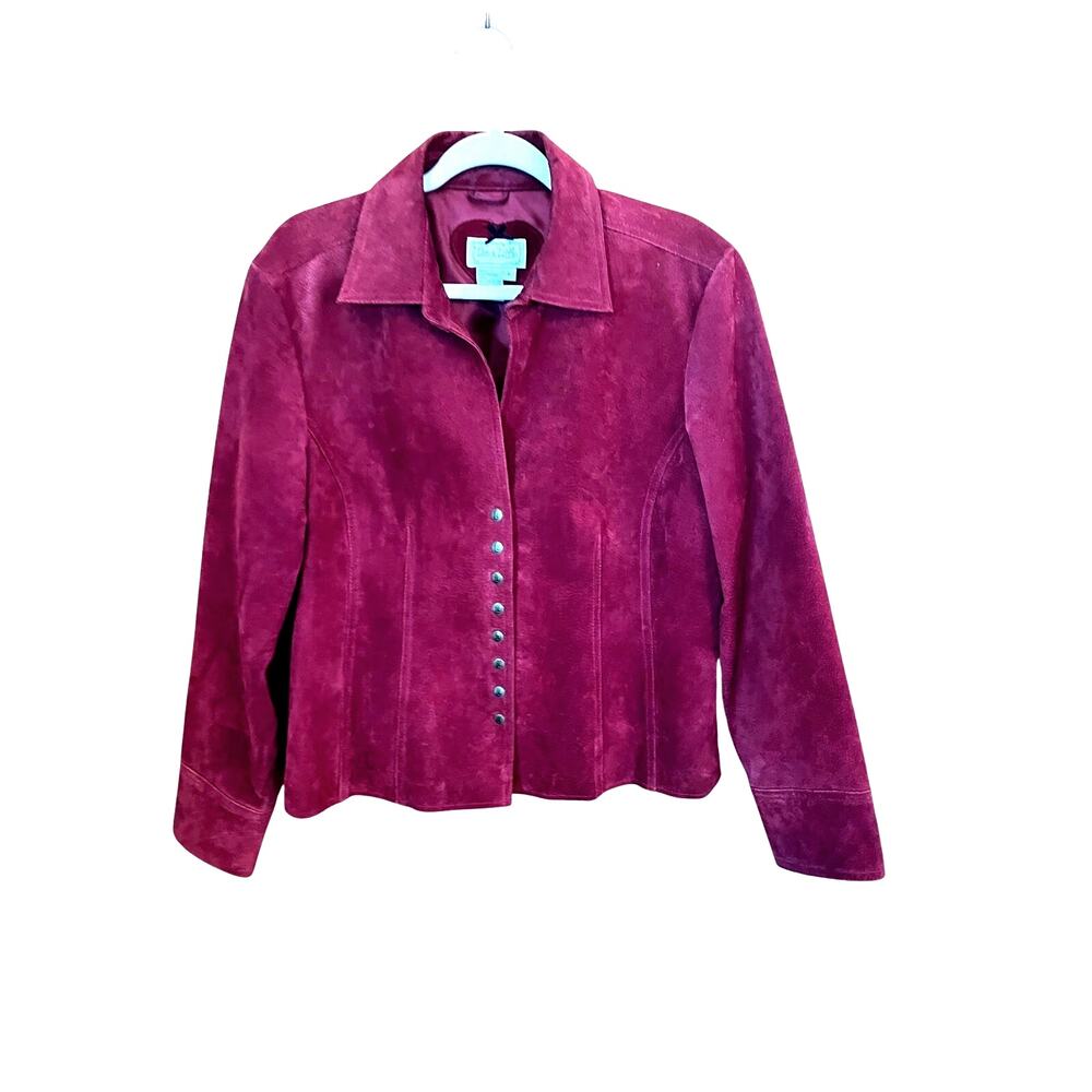 Live a Little Women's L Burgundy Leather Button Jacket Western